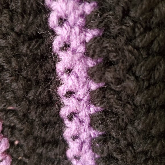 Crochet Black and Purple Stripe Cowl/New - Picture 3 of 5